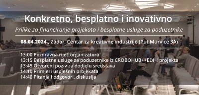 Poziv na događanje „Prilike za financiranje projekata i besplatne usluge za poduzetnike“